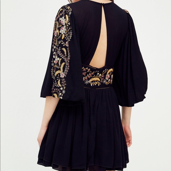🌙FREE PEOPLE Black Moroccan Gemstone Mini Dress🌙 - Picture 3 of 7